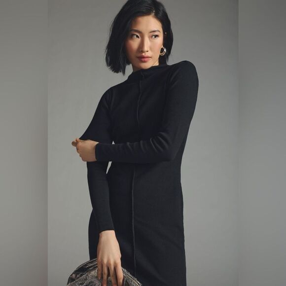 NWT Anthropologie T.La Side-Slit Knit Bodycon Mock Dress - Picture 4 of 4